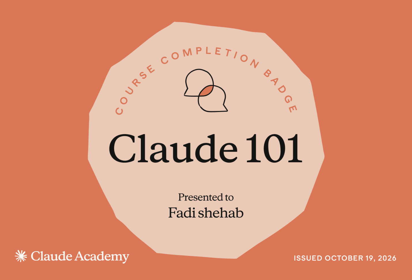 Claude 101 badge from Claude Academy
